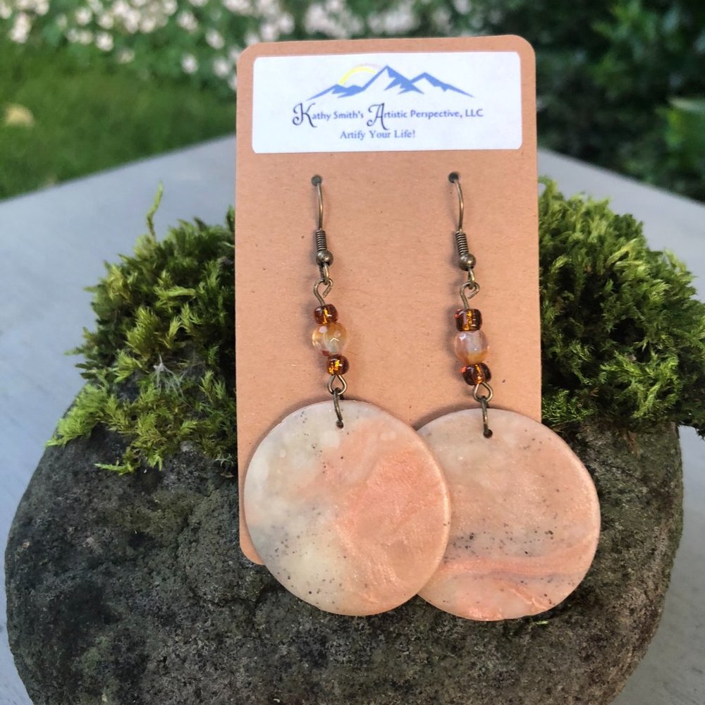 Clay Circle Earrings with Soft Earth Tones